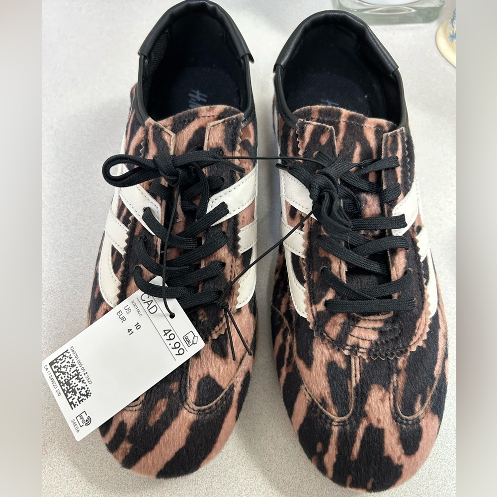 H&M Leopard Print Sneakers - Black and Brown